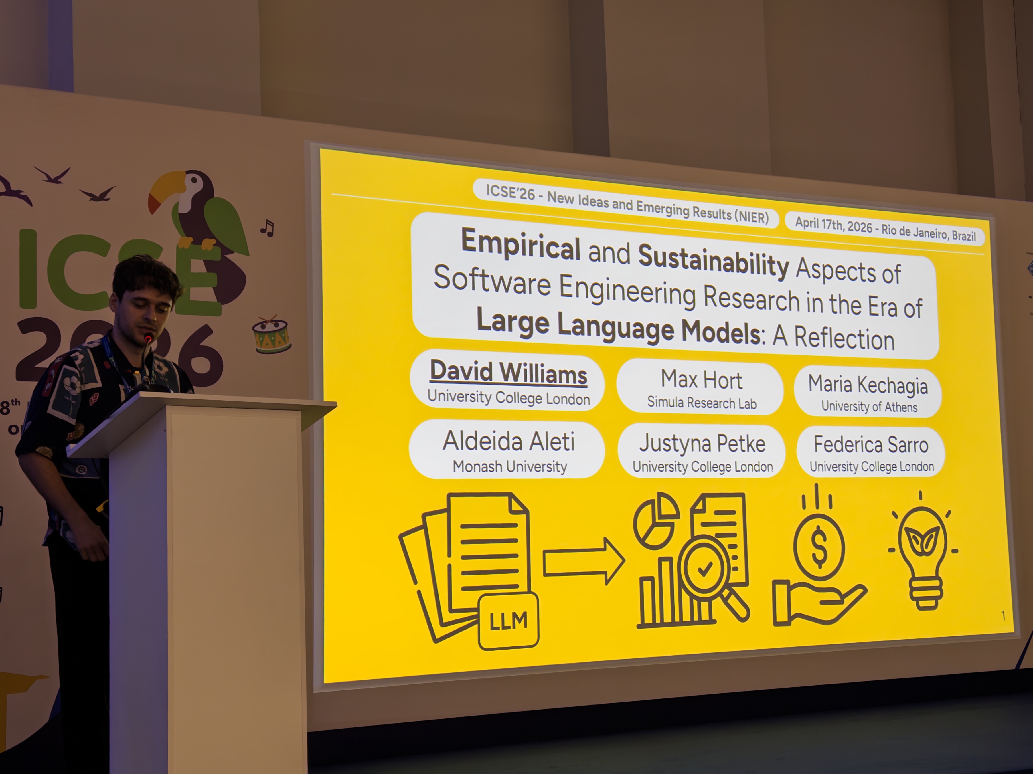 Giving a talk at ICSE 2026.
